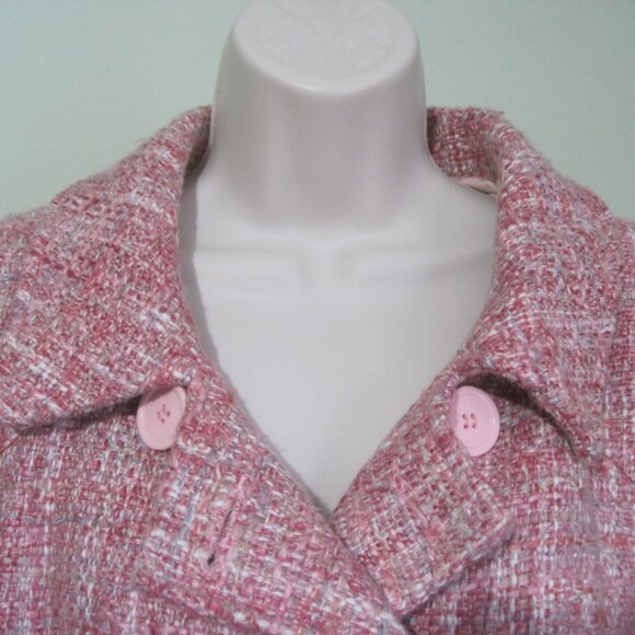 Guess Pink Women’s Knit Nylon Acrylic Cotton Button Mid-Length Coat Size Large - Picture 3 of 10